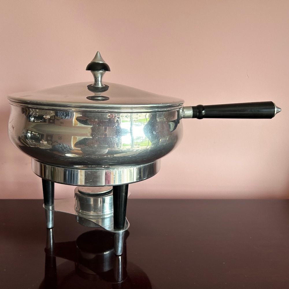 Aluminum Chafing Dish Large Pan with Stand Made in Italy Portable Sterno Heat